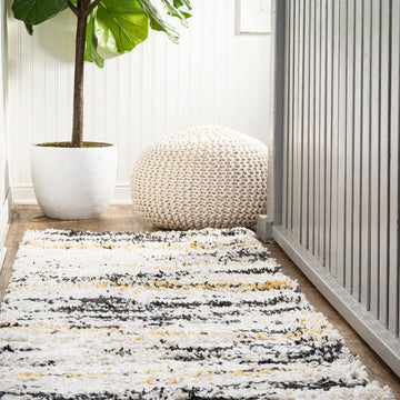Nova Modern Bold Strie' Shag Area Rug